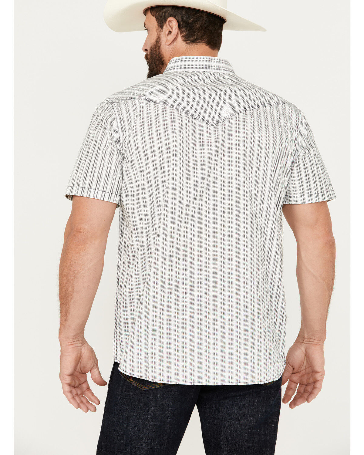 Image #4 - Moonshine Spirit Men's Striped Short Sleeve Western Snap Shirt, White, hi-res