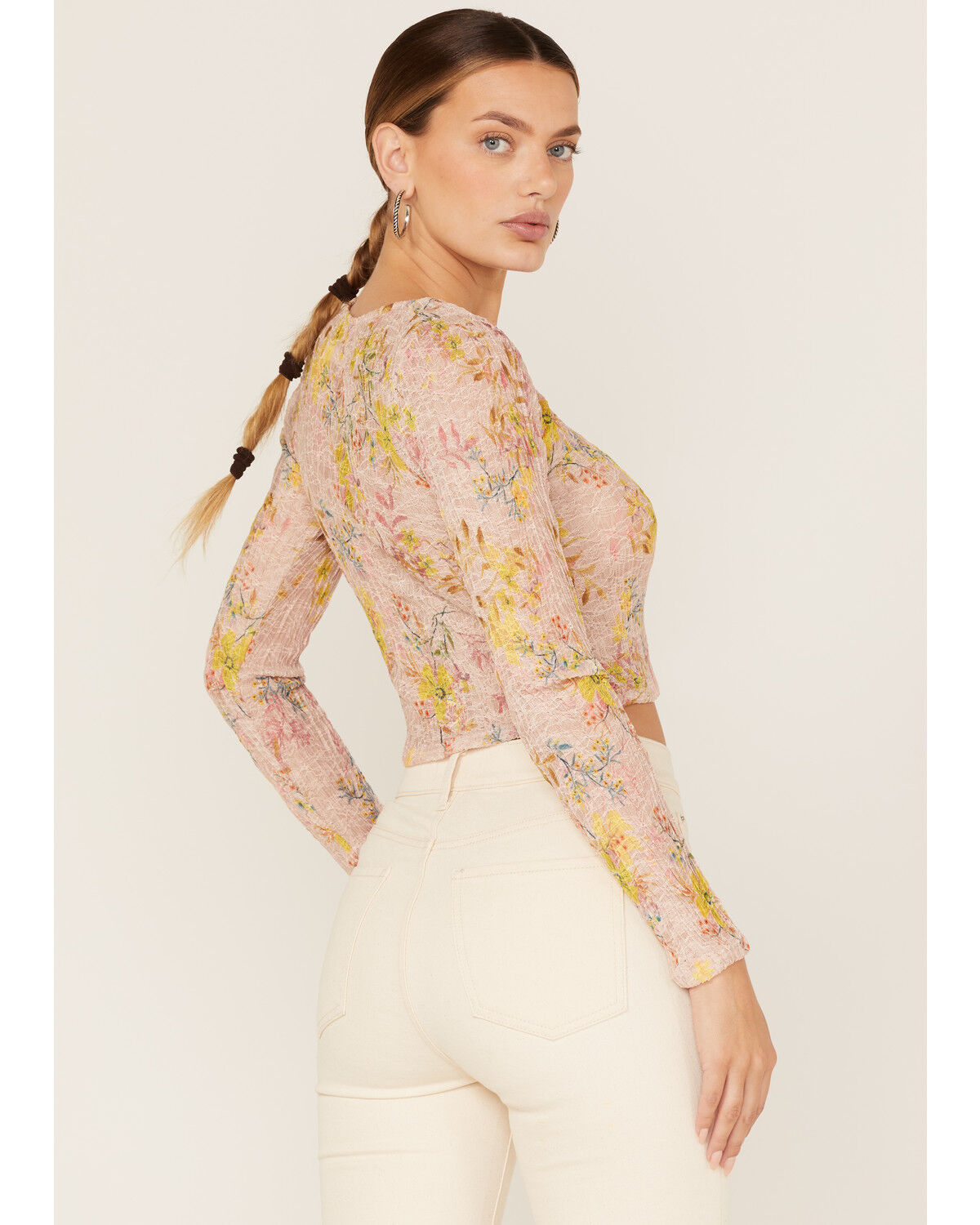 Image #4 - Free People Women's Angelina Floral Print Crop Top, Light Pink, hi-res