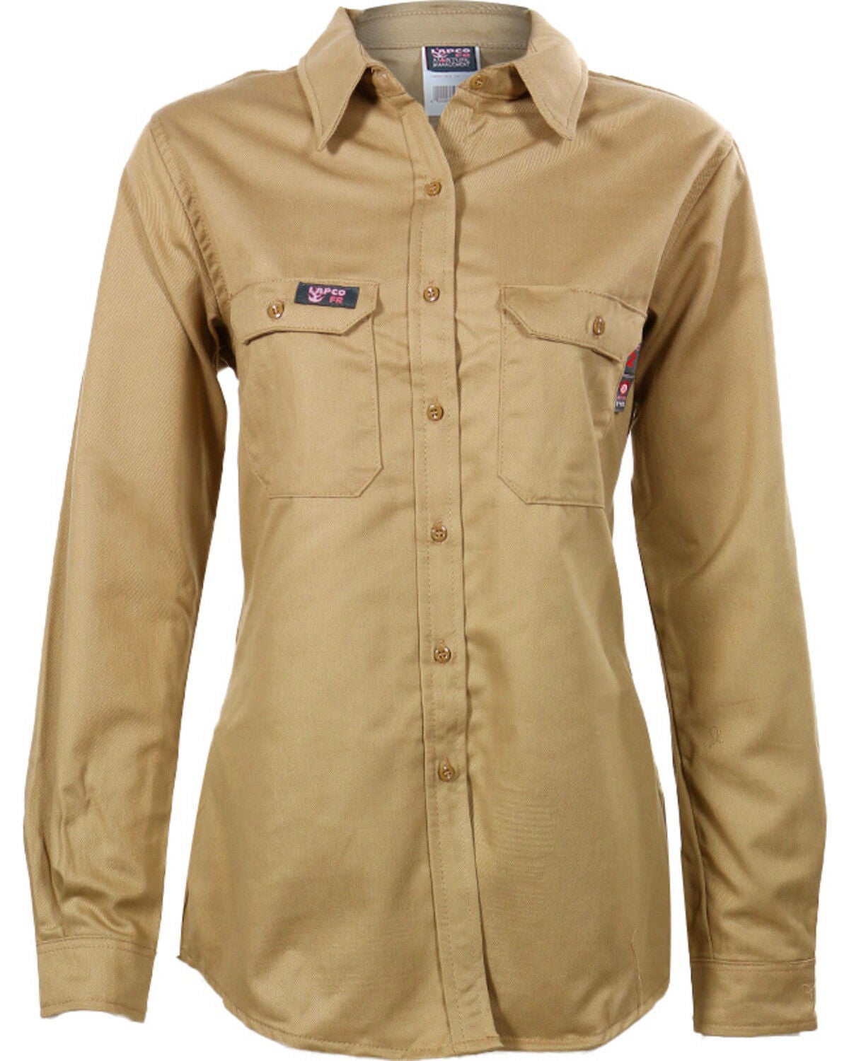 Lapco Women's FR Advanced Comfort Long Sleeve Work Shirt, Beige/khaki, hi-res