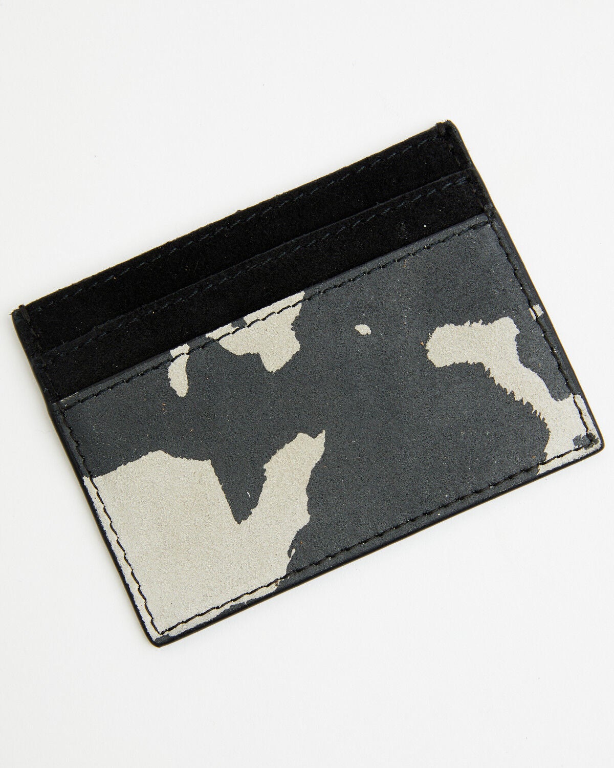 Shyanne Women's Cow Print Suede Credit Card Wallet, Black, hi-res