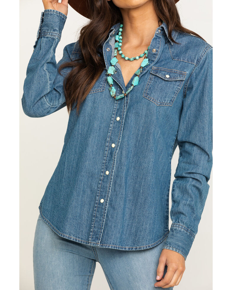 Stetson Women's Denim Desert Embroidered Long Sleeve Western Shirt ...