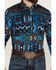 Image #3 - RANK 45® Men's Zavallo Southwestern Patchwork Long Sleeve Button-Down Stretch Western Shirt, Teal, hi-res