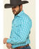 Image #3 - Stetson Men's Cross Walk Ombre Plaid Long Sleeve Western Shirt , Turquoise, hi-res