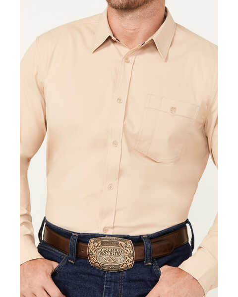Image #3 - RANK 45® Men's Logo Long Sleeve Button-Down Performance Western Shirt, Tan, hi-res