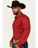 Image #2 - RANK 45® Men's Ruffalo Solid Long Sleeve Pearl Snap Performance Western Shirt, Red, hi-res