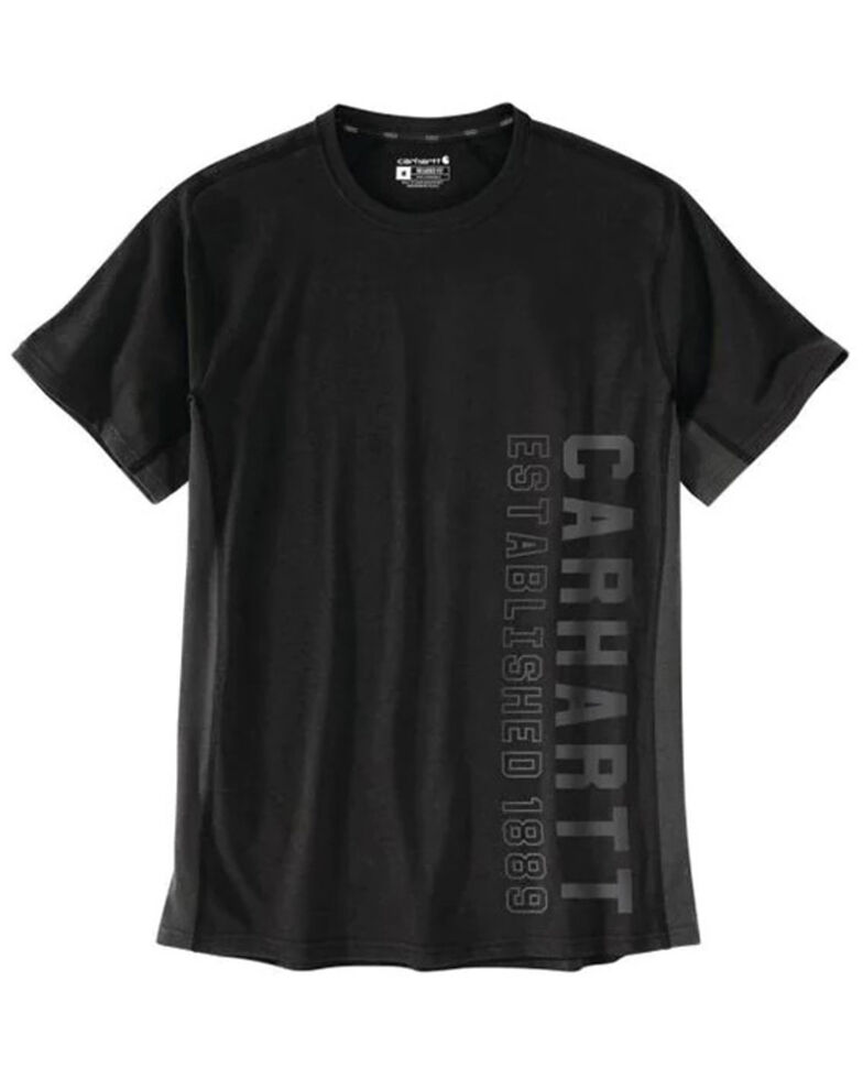 Carhartt Men's Force Black Midweight Logo Graphic Short Sleeve Work T-Shirt - Tall , Black, hi-res