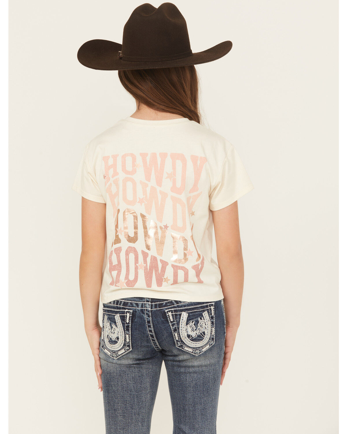 Image #4 - Shyanne Girls' Shoulda Been A Cowgirl Short Sleeve Graphic Tee, Off White, hi-res