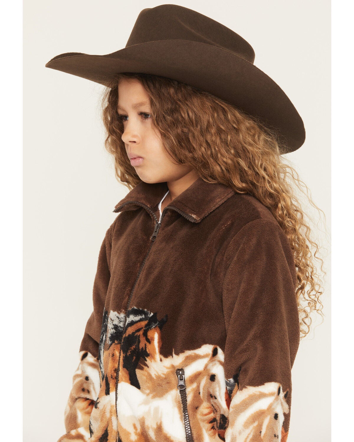 Image #2 - Rock & Roll Denim Girls' Horse Border Jacket, Brown, hi-res