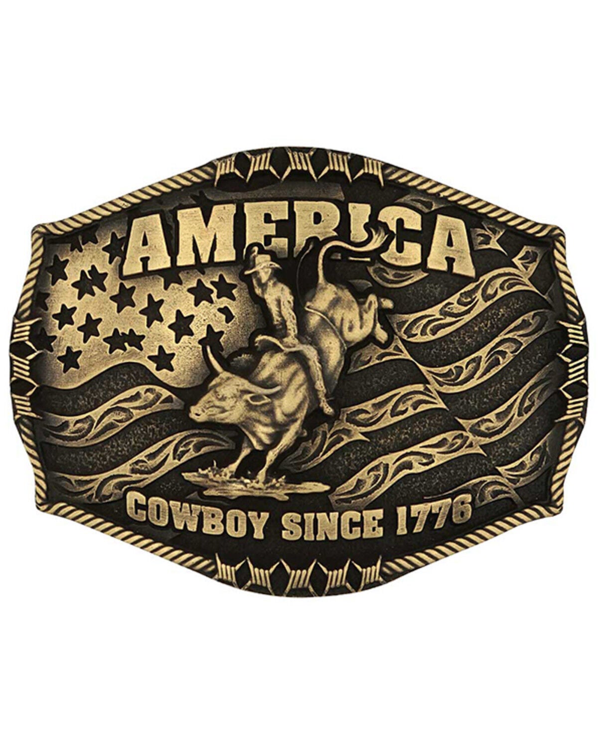 Montana Silversmiths Men's America Since 1776 Attitude Belt Buckle, Silver, hi-res