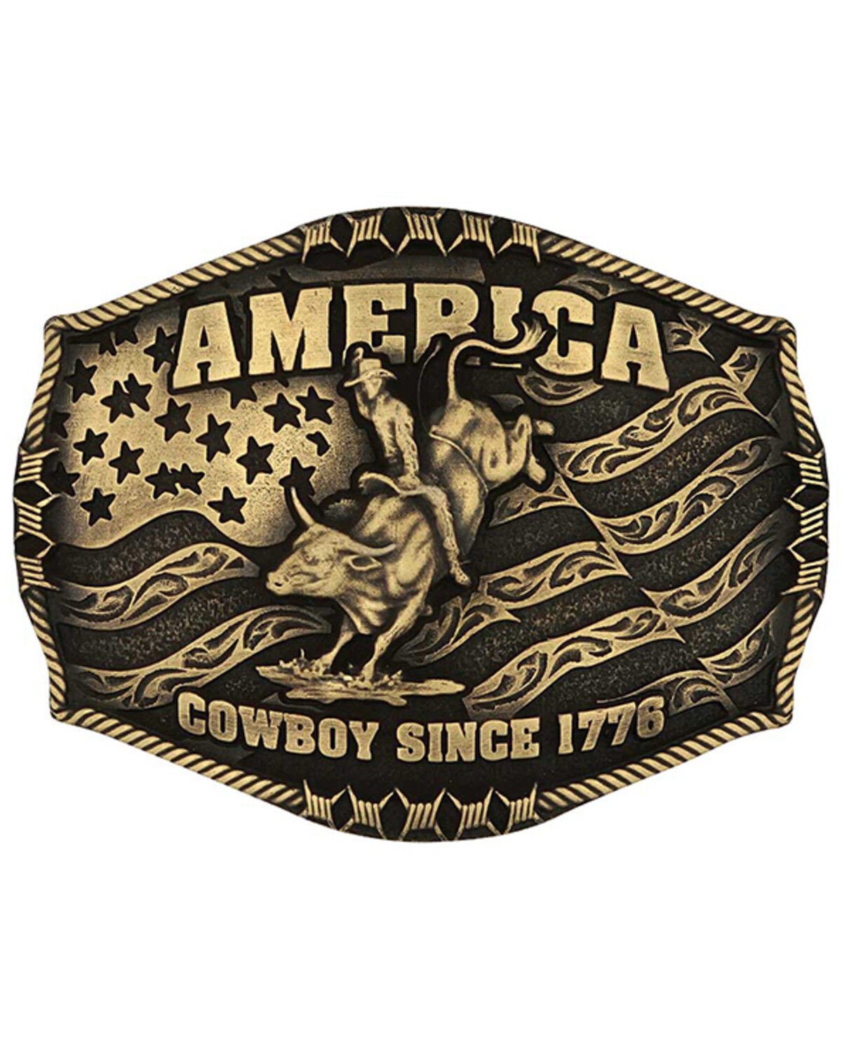 Image #1 - Montana Silversmiths Men's America Since 1776 Attitude Belt Buckle, Silver, hi-res