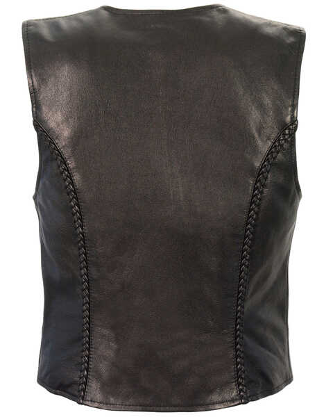 Image #2 - Milwaukee Leather Women's Lightweight Zipper Front Braided Vest - 5X, Black, hi-res