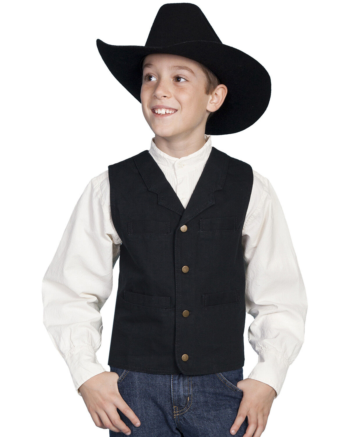 Image #1 - Scully Boys' Canvas Vest, Black, hi-res
