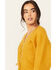 Image #2 - Molly Bracken Women's Long Sleeve Mock Lace-Up Sweater, Mustard, hi-res