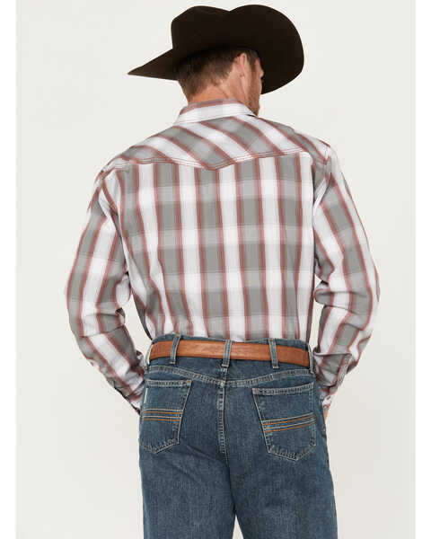 Image #4 - Cowboy Hardware Men's Hombre Plaid Print Long Sleeve Pearl Snap Western Shirt, Grey, hi-res