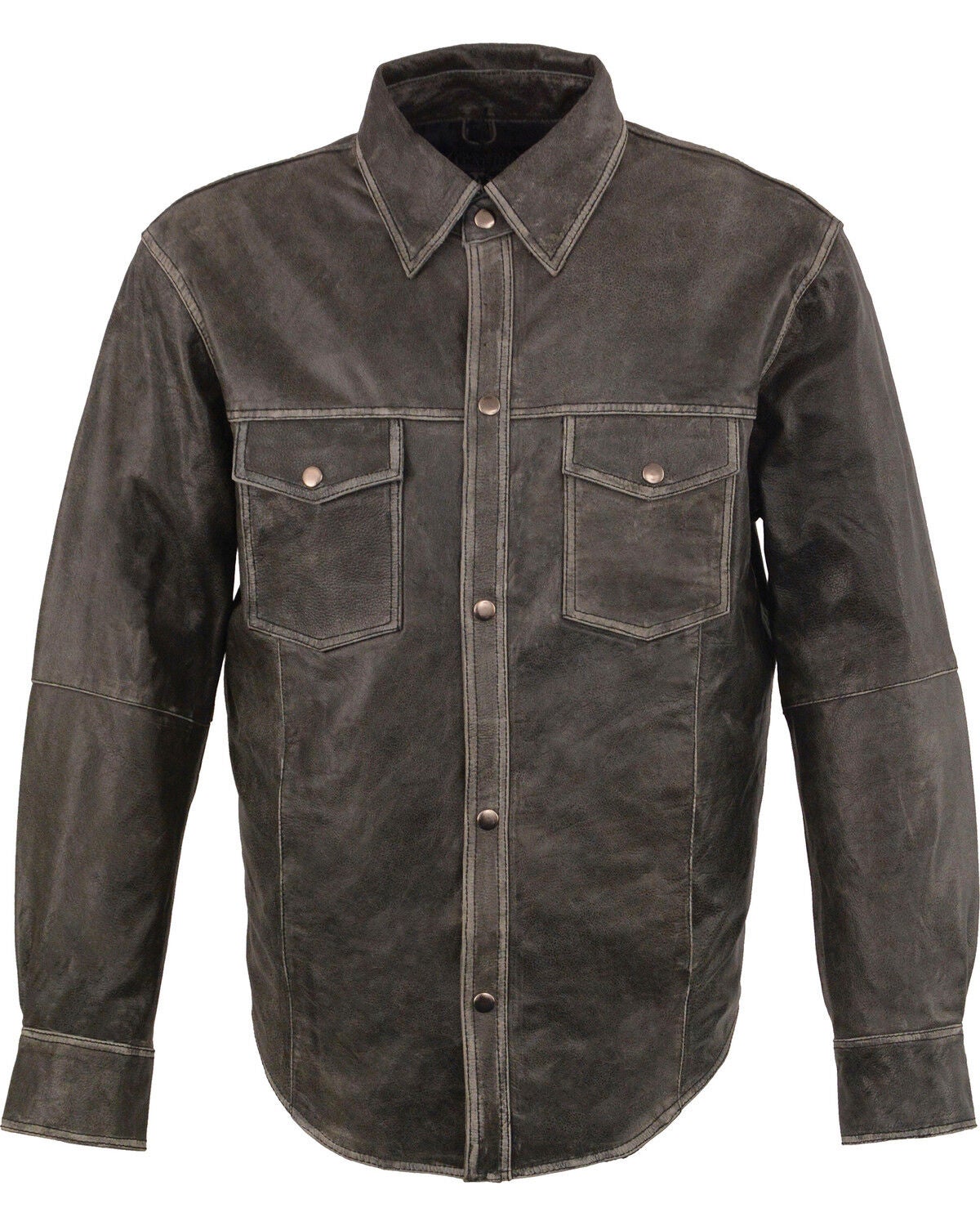 Milwaukee Leather Men's Lightweight Leather Shirt - Big & Tall, Grey, hi-res