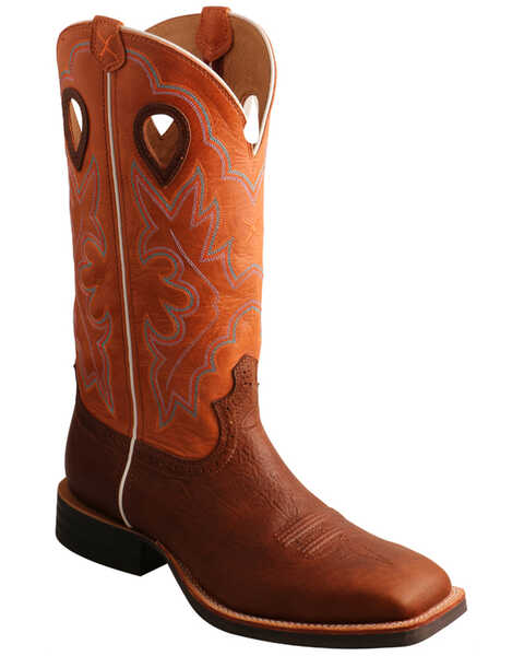 Twisted X Men's Brown Ruff Stock Western Boots - Wide Square Toe, Brown, hi-res