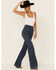 Show Me Your Mumu Women's High Rise Farrah Pull On Patch Pocket Jeans , Blue, hi-res