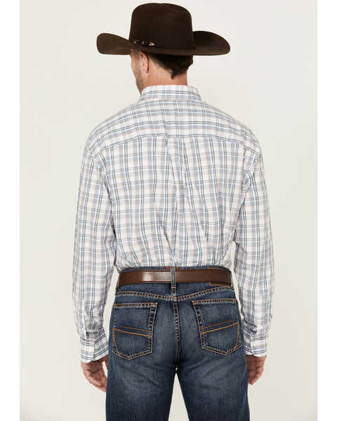 Image #4 - George Strait By Wrangler Men's Plaid Print Long Sleeve Button-Down Stretch Shirt , White, hi-res