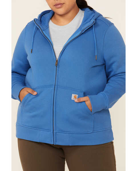 Carhartt Women's Clarksburg Zip-Front Hooded Work Sweatshirt - Plus, Medium Blue, hi-res