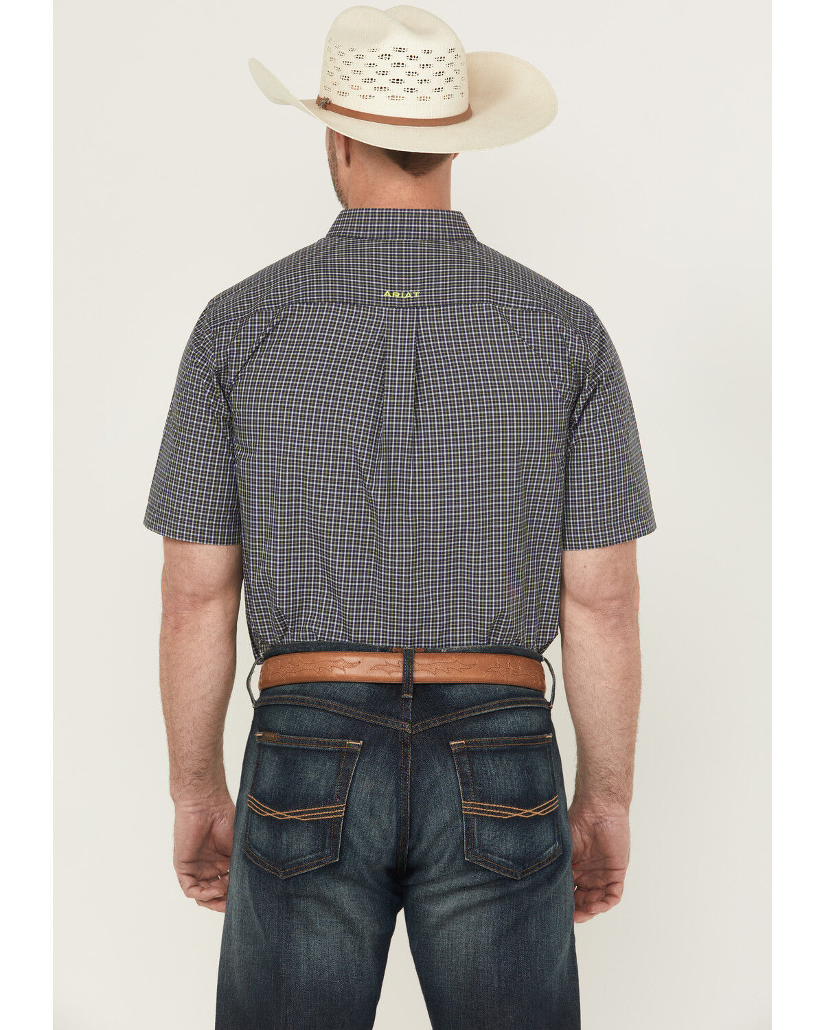 Image #4 - Ariat Men's Pro Series Caspian Plaid Print Short Sleeve Button-Down Western Shirt - Big, Navy, hi-res