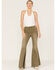 Free People Women's Just Float On High Rise Flare Jeans, Olive, hi-res