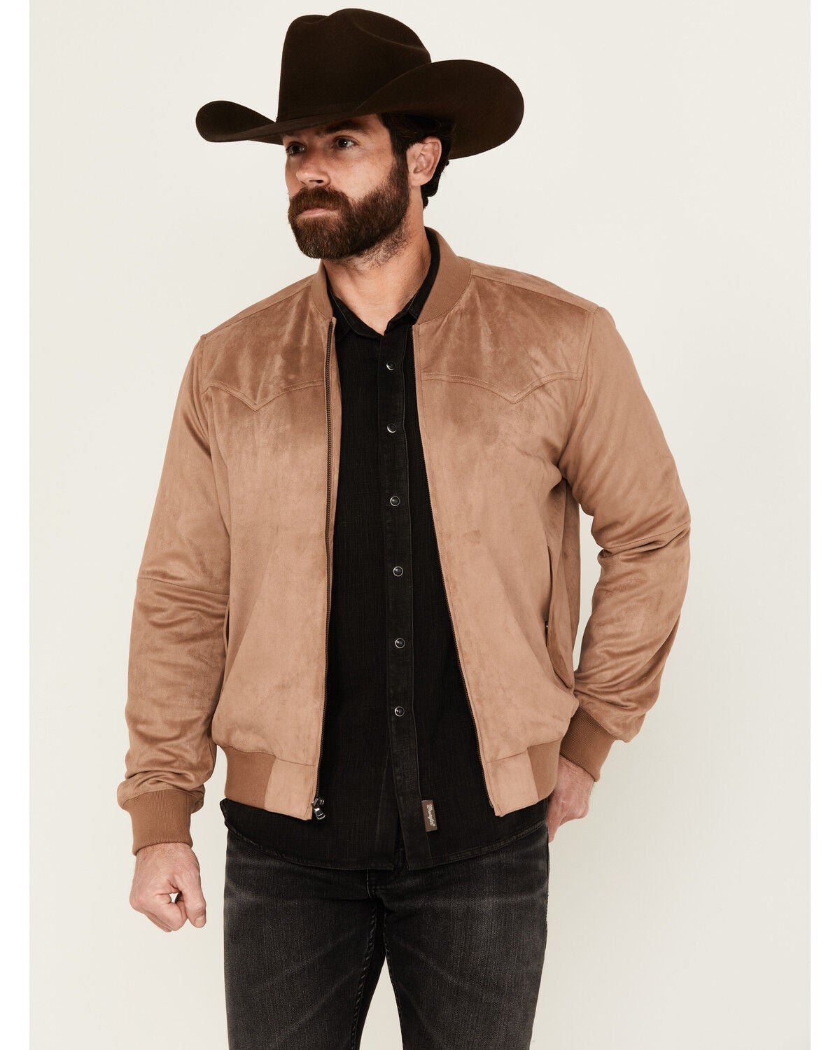 Moonshine Spirit&reg; Men's Flight Plan Faux Suede Bomber Jacket, Tan, hi-res