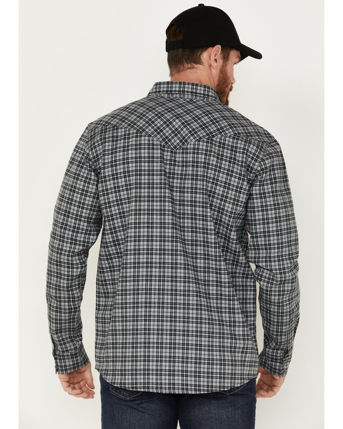 Image #4 - Cody James Men's FR Plaid Long Sleeve Snap Western Shirt, Charcoal, hi-res