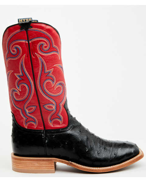 Image #2 - Hyer Men's Jetmore Exotic Full Quill Ostrich Western Boots - Broad Square Toe , Black, hi-res