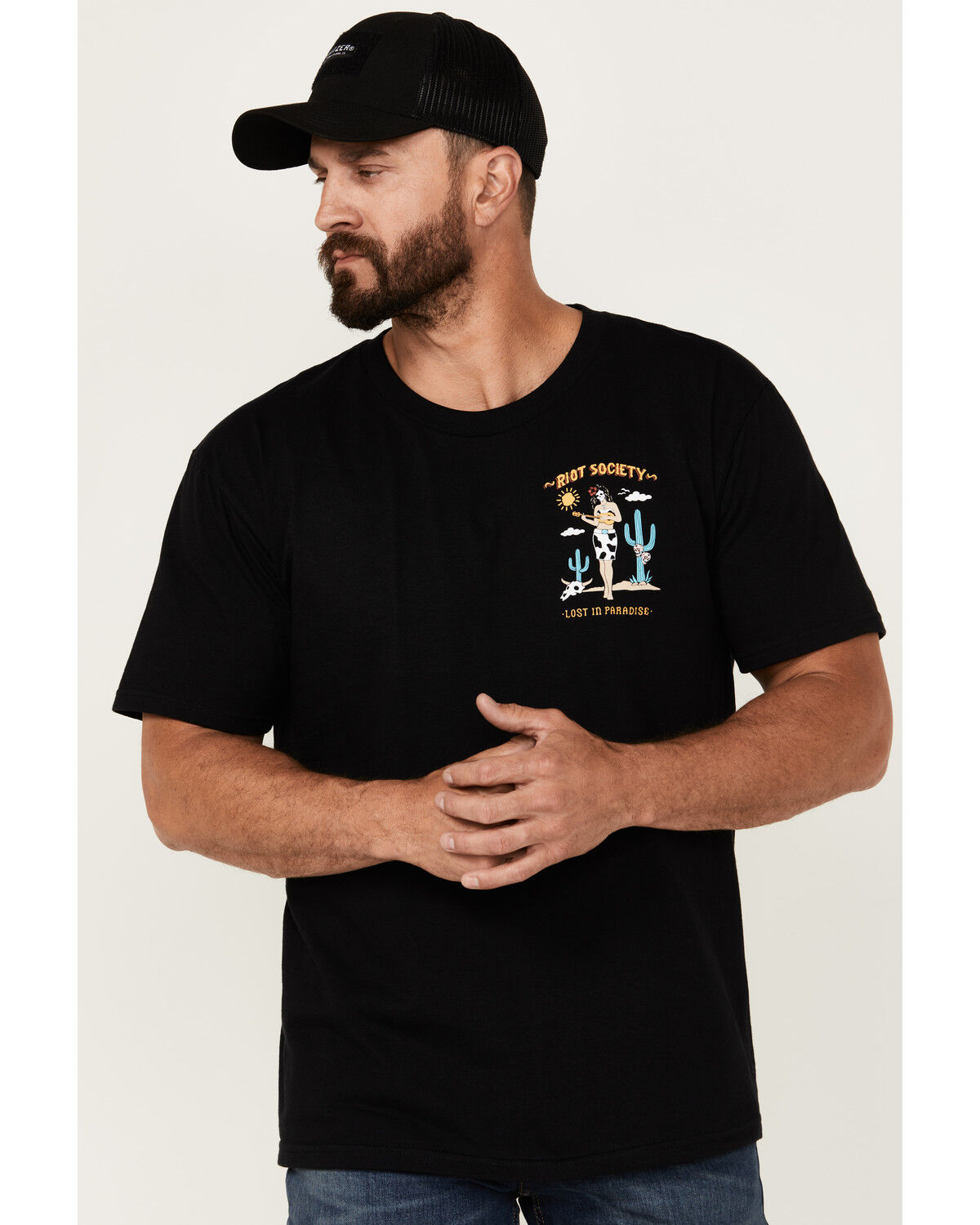 Image #2 - Riot Society Men's Boot Barn Exclusive Lost in Paradise Short Sleeve Graphic T-Shirt, Black, hi-res