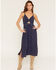 Image #1 - Angie Women's Acid Washed Eyelet Sleeveless Midi Dress, Blue, hi-res