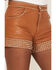 Image #2 - Understated Leather Women's High Rise Studded Leather Thelma Shorts, Tan, hi-res