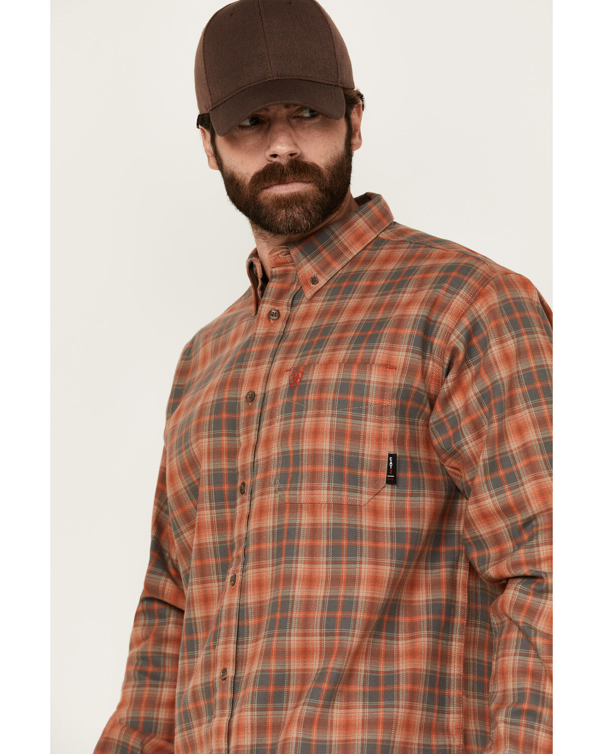 Image #2 - Ariat Men's FR Olympic Long Sleeve Button-Down Work Shirt, Beige, hi-res