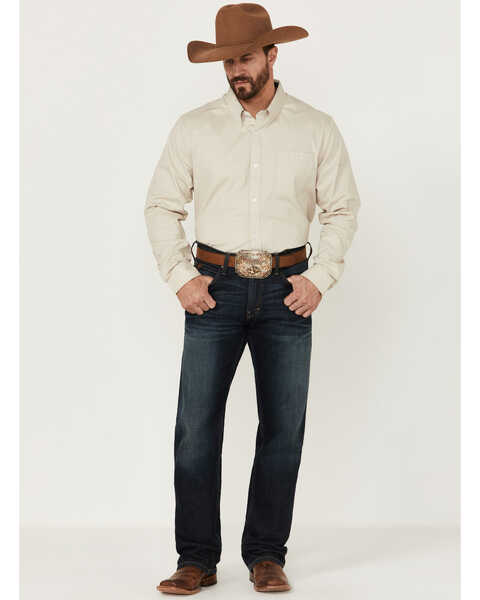 Image #2 - RANK 45® Men's Hazer Floral Print Long Sleeve Button-Down Western Shirt , Cream, hi-res