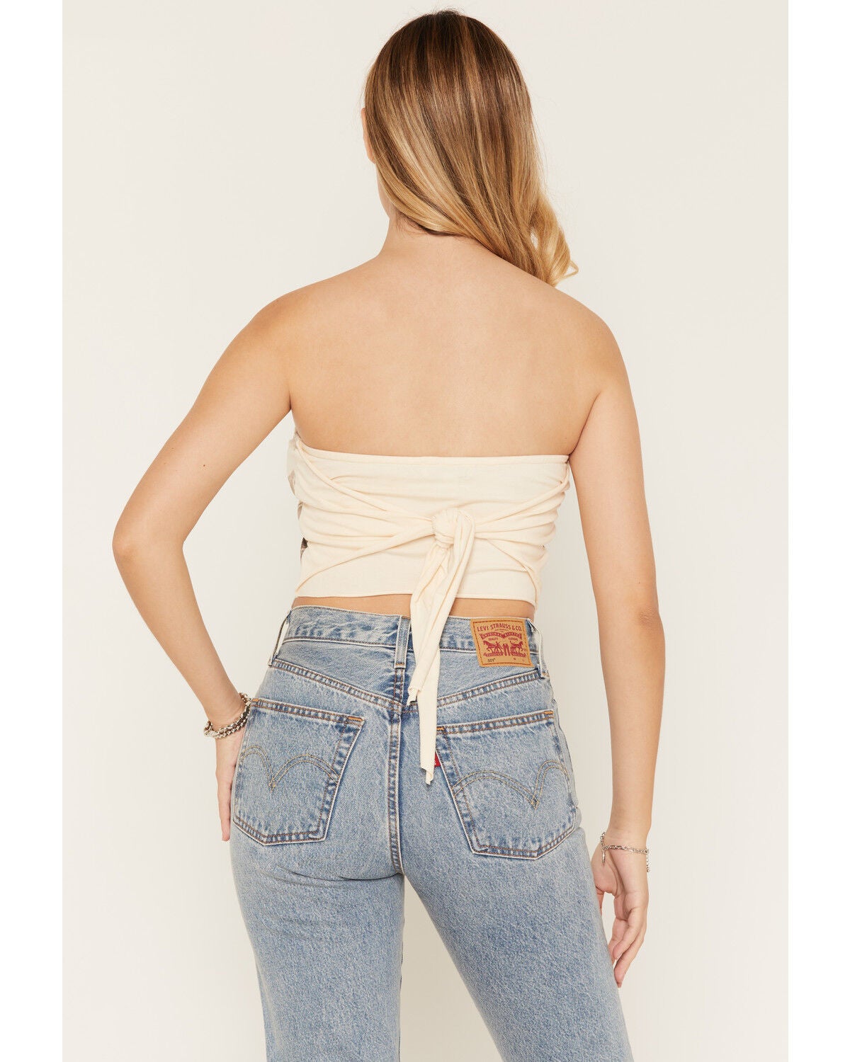 Image #6 - Cleo + Wolf Women's Running Horse Strapless Tie Top, Natural, hi-res