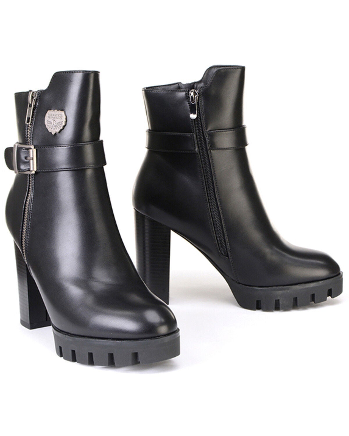 Image #1 - Milwaukee Leather Women's Side Zipper Entry High Heel Boots - Round Toe, Black, hi-res