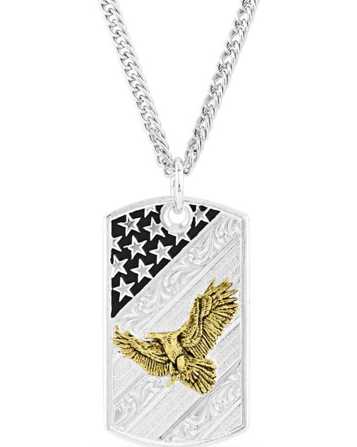 Image #1 - Montana Silversmith Men's  Big Bold Stripes American Made Dog Tag Necklace, Silver, hi-res