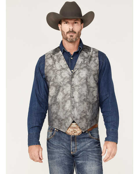 Cody James Men's Regal Paisley Print Vest, Silver, hi-res