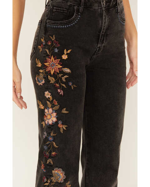 Image #3 - Driftwood Women's Chloe Zen Garden High Rise Wide Leg Jeans, Black, hi-res