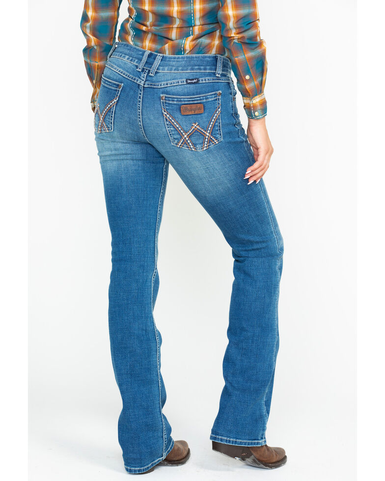 Wrangler Women's Retro Mae Deadwood Light Wash Mid Rise Bootcut  Jeans, Blue, hi-res