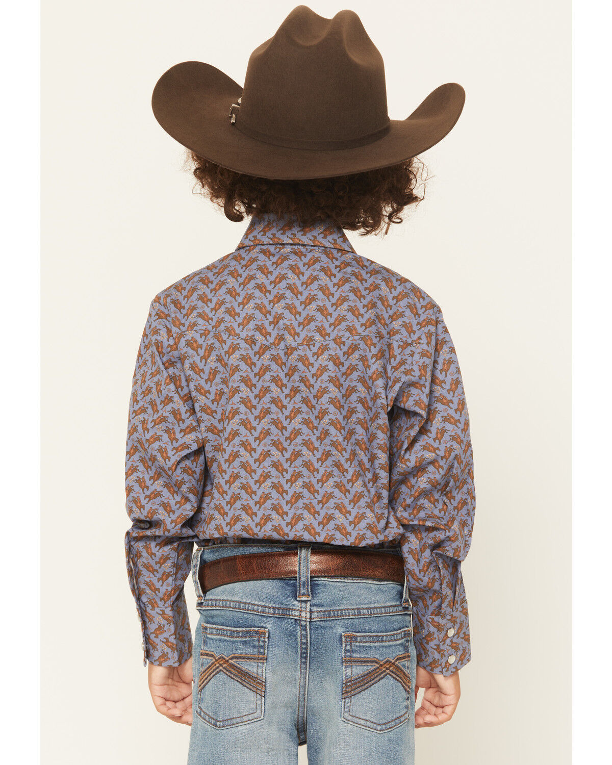 Image #4 - Ely Walker Boys' Cowboy Long Sleeve Snap Western Shirt, Blue, hi-res