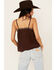Image #4 - Shyanne Women's Embroidered Tie Front Tank, Dark Brown, hi-res