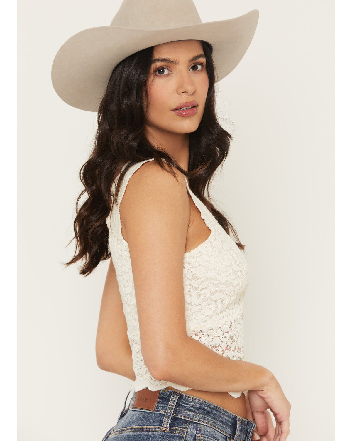 Image #2 - Shyanne Women's Solid Lace Tank Top, Cream, hi-res