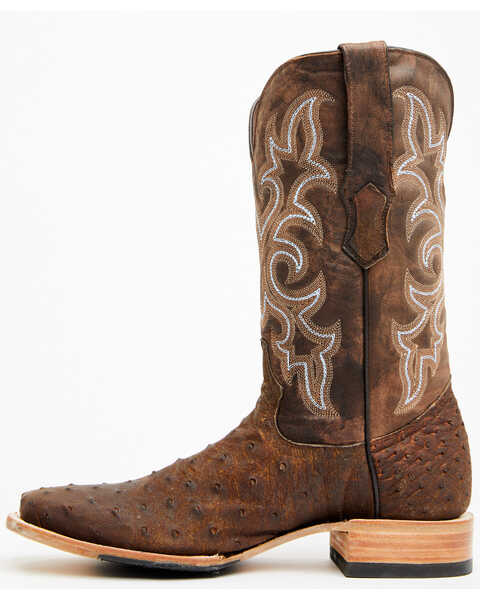 Image #3 - Tanner Mark Men's Exotic Full Quill Ostrich Western Boots - Broad Square Toe, Brown, hi-res