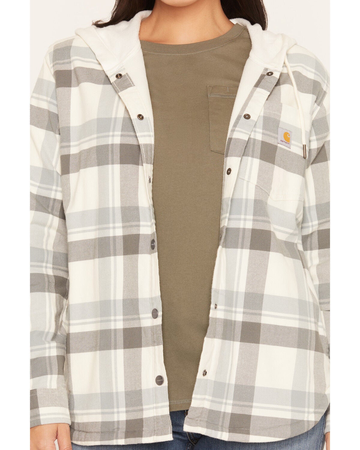 Image #3 - Carhartt Women's Rugged Flex Hamilton Plaid Print Shirt Jacket, Blue, hi-res