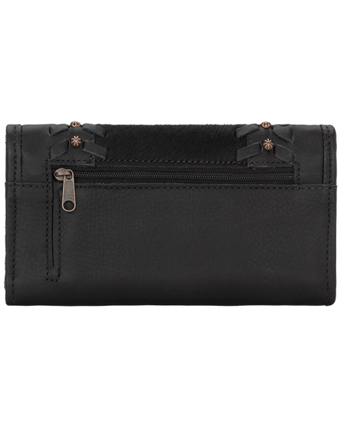 Image #2 - American West Women's Cow Town Black Tri-Fold Wallet, Black, hi-res