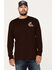 Image #1 - Moonshine Spirit Men's Guitar Floral Print Long Sleeve T-Shirt, Burgundy, hi-res