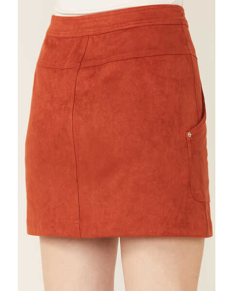 Image #4 - Paper Crane Women's Faux Suede Zipper Front Skirt, Rust Copper, hi-res