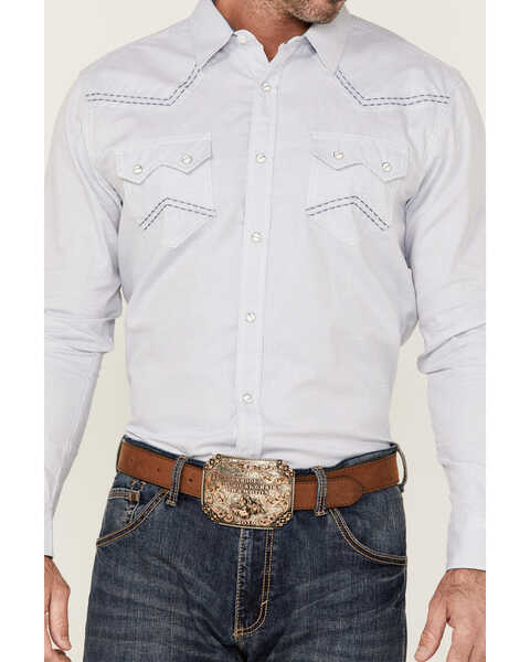 Image #3 - Cody James Men's Sand Creek Tonal Solid Long Sleeve Snap Western Shirt , White, hi-res