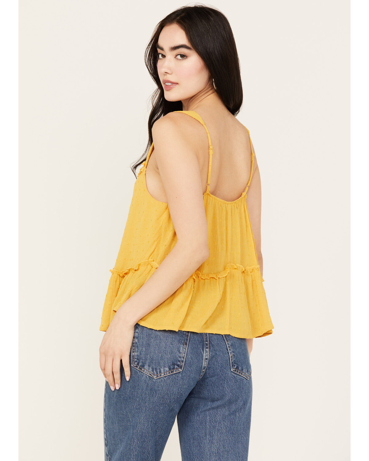 Image #4 - Trixxi Women's Swiss Dot Tank, Mustard, hi-res