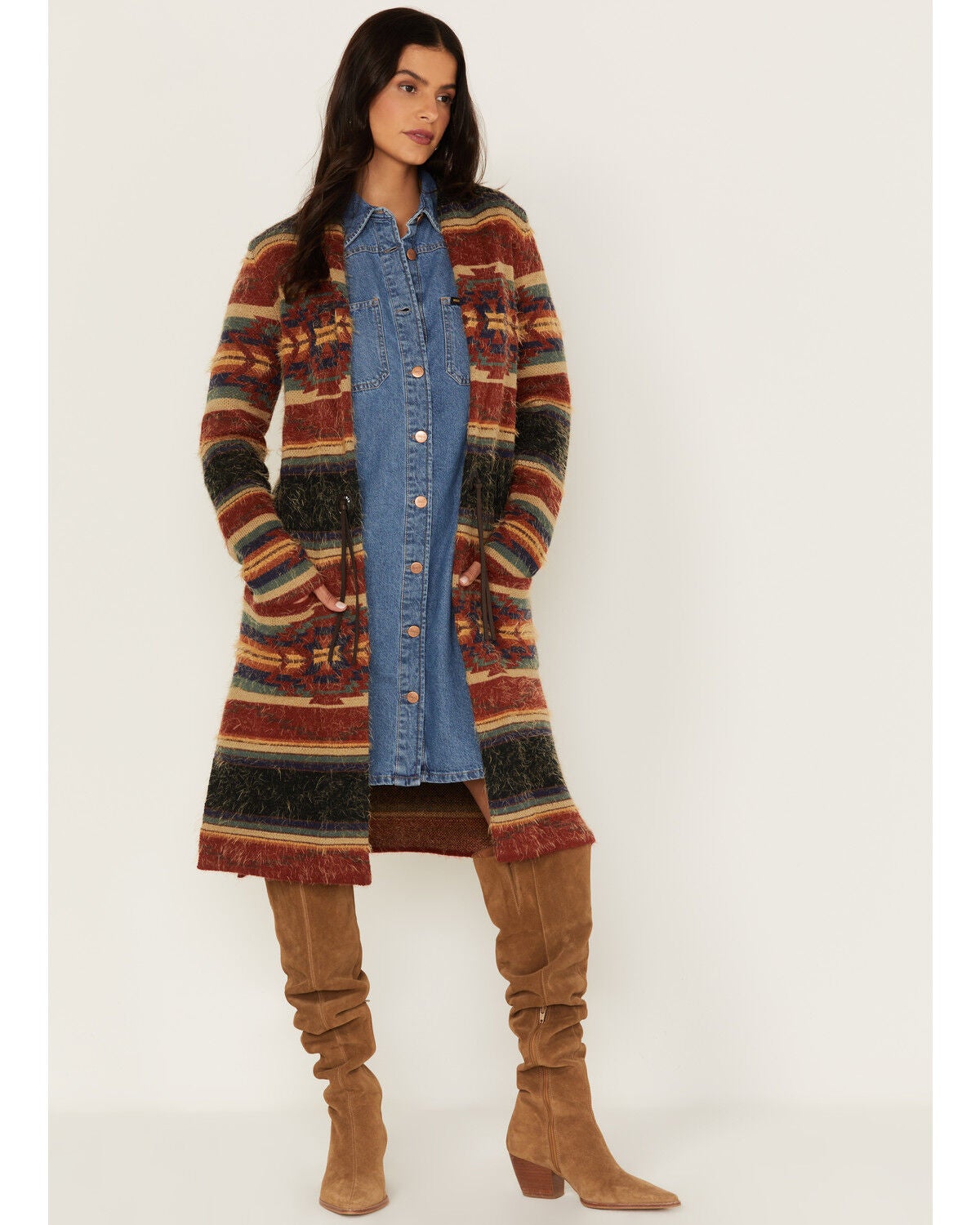 Cruel Girl Women's Eyelash Sweater Knit Western Duster